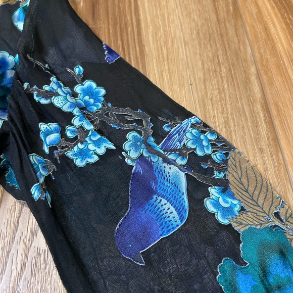 Citron vintage silk blend babydoll top size XS flare sleeves boho 90s Y2K goth - Picture 7 of 11